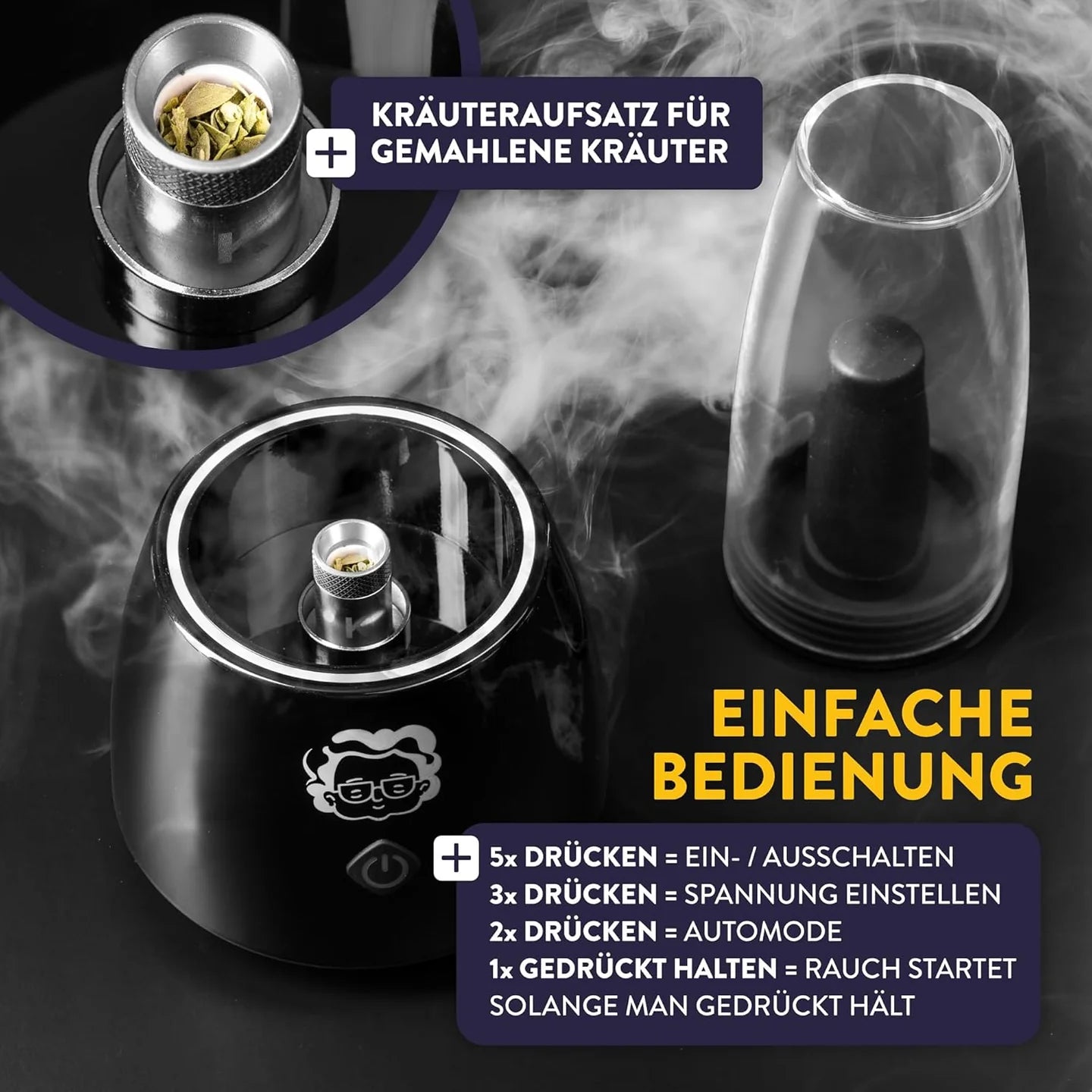 Granny’s Weed Elektrische Bong – Stylisches Rauchglas mit Power Bedienung