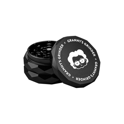 Grannys Weed Aluminium Grinder 63 mm – Lila, 4-teilig mit Pollensieb Schwarz