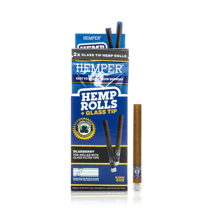 HEMPER - King Size Hemp Rolls + Glass Tip Blueberry