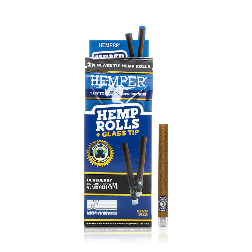 HEMPER - King Size Hemp Rolls + Glass Tip Blueberry