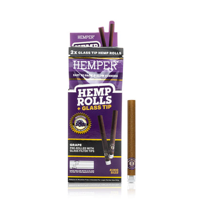 HEMPER - King Size Hemp Rolls + Glass Tip Grape