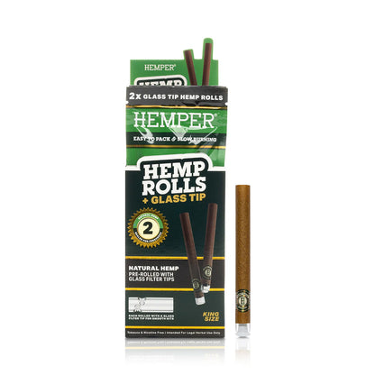 HEMPER - King Size Hemp Rolls + Glass Tip Natural